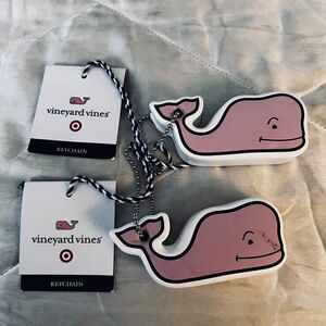 Vineyard Vines Pink Whale Floating Keychain Waterproof Beach Pool - set of 2